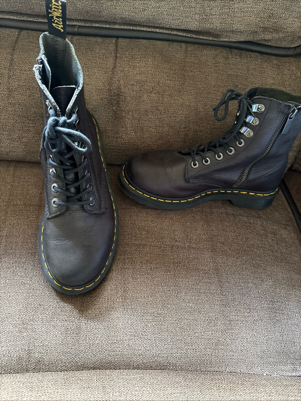 Dr. Martens 1460 PM Leather Black Motorcycle Punk Boots Womens Sz 7 8-eye Lace